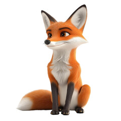 Obraz premium Animated fox: A captivating animated fox with a sly grin and captivating gaze, exuding an aura of intelligence and playfulness. With its sleek fur and expressive eyes.