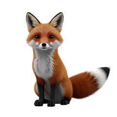 Fototapeta premium Playful Fox Illustration: A charming and captivating illustrated fox with vibrant orange fur, exuding a friendly and approachable demeanor in a digitally crafted rendering.