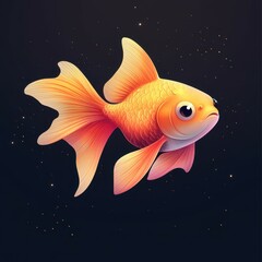 Colorful goldfish swimming gracefully in a starry underwater scene