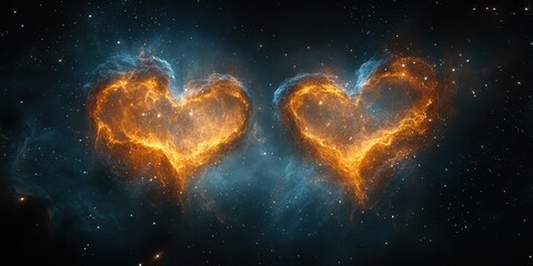 Obraz premium Cosmic hearts of fire illuminating the night sky in a breathtaking display of stellar beauty