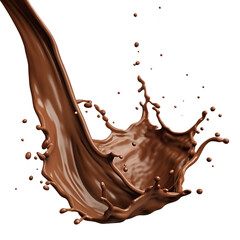 Chokolate splash isolated on transparent background