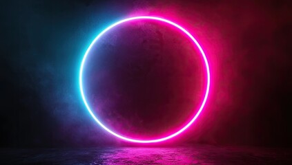 Obraz premium Neon Circle in Smoky Studio