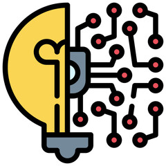 bulb light think chip processing ai filled outline icon