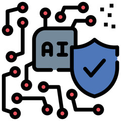 chipset processing shield protection security ai filled outline icon
