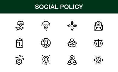 Premium Social Policy Icon Set - High-Quality Graphics for Community, Inclusion, and Advocacy-Themed Projects outline style