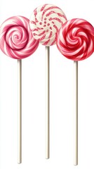 Colorful lollipops in red and white swirl design capture attention at a candy shop display