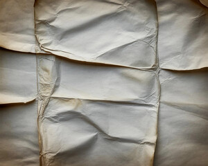 white crumpled and creased glued wrinkled paper poster texture background,papers printed in offset...