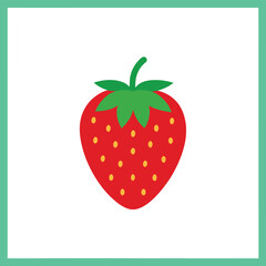 Simple cartoon strawberry icon illustration