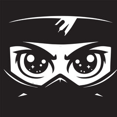 cartoon ninja eye logo, editable vector image
