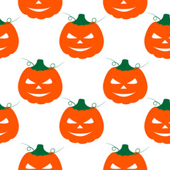 Hand Drawn Halloween Pumpkins, Jack o Lantern Seamless Pattern Halloween Backdrop or Wallpaper idea