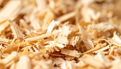 Close-up View of Wood Shavings Scattered on the Surface in a Workshop Setting During Daylight Hours