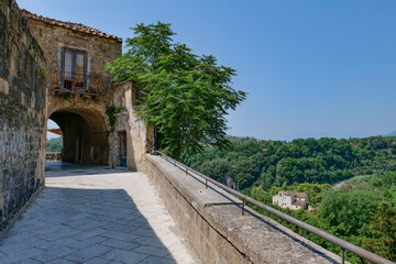 View of the landscape around Sant'Agata dei Goti, a medieval town in Campania, Italy.