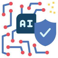 chipset processing shield protection security ai flat style icon