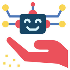 hand support robot responsible ai flat style icon