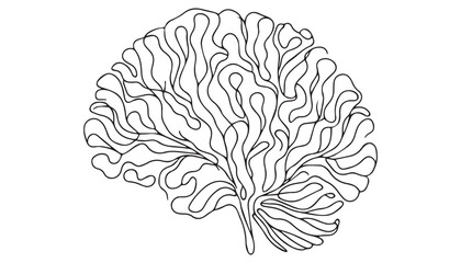 Continuous one single minimal line drawing brain fungus