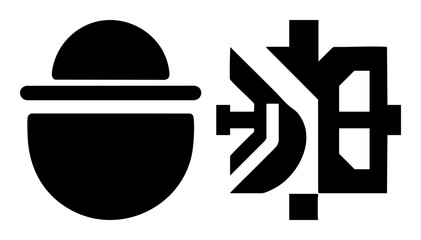 Vector Stylized Bowl and Abstract Symbol