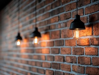 Cozy loft corner with exposed brick and Edison bulb lighting, modern industrial lounge