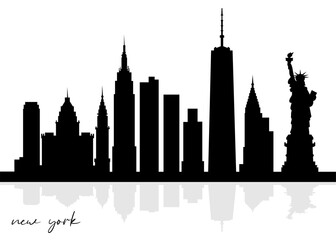 New York Skyline Silhouette. New York City. Black and White Silhouette of New York City. Vector Design Isolated on White Background