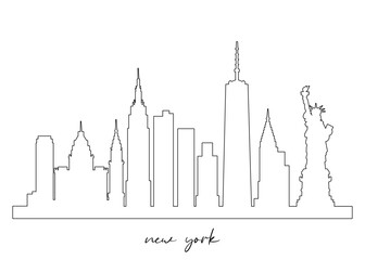 New York Skyline Silhouette. New York City. Black and White Silhouette of New York City. Vector Design Isolated on White Background