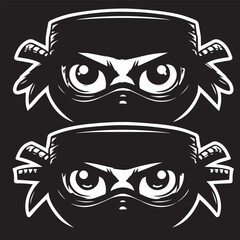 cartoon ninja eye logo, editable vector image