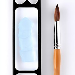 kids art craft and collage concept. Art supplies with a brush and palette for creative projects.