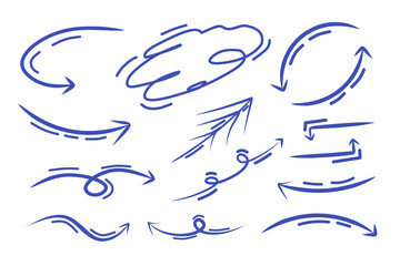 Pen handwritten arrow set vector illustration