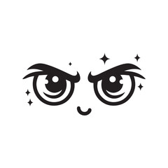 cartoon ninja eye logo, editable vector image