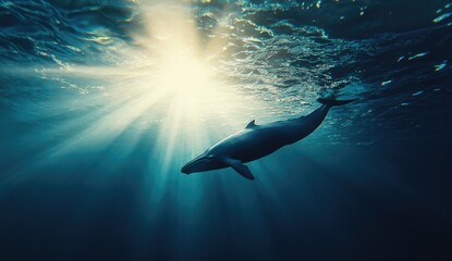 Majestic whale in deep ocean (1)