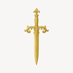 Ornate golden medieval dagger
