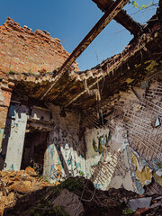 part of the destroyed building from the inside