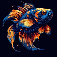 Vibrant goldfish swimming gracefully in dark water with bold colors and dynamic fins