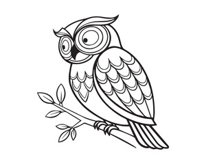 Fototapeta premium Detailed vector illustration of a majestic owl in profile, isolated on transparent background, featuring sharp eyes, intricate feather details, and elegant wing posture — perfect for wildlife, nature