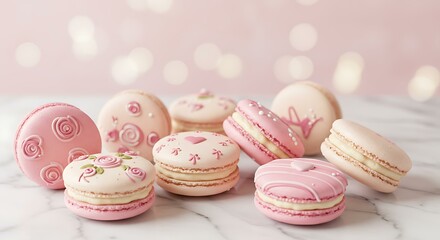Obraz premium dessert, desserts, afternoon tea, good times, food, delicate, soft, sweet, tea, delicious, pink, cute, food,macaroon
