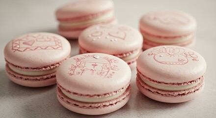 Obraz premium dessert, desserts, afternoon tea, good times, food, delicate, soft, sweet, tea, delicious, pink, cute, food,macaroon