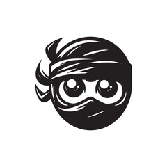 cartoon ninja eye logo, editable vector image