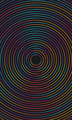 Black abstract background with gradient light colorful circle lines radial. technology hi-tech futuristic template. Vector illustration.