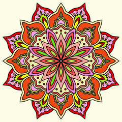 Mandala abstract background with flowers, Mandala. Vintage decorative elements. Oriental pattern, vector illustration. Islam, Arabic, Indian, Moroccan, Spain, Turkish, Pakistan, Chinese, mystic, rug