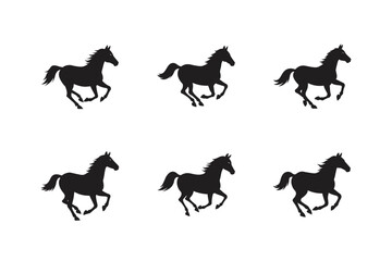 horse galloping through a field vector silhouette