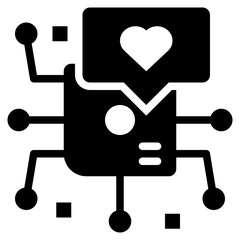 processing chip heart ethical ai solid glyph icon