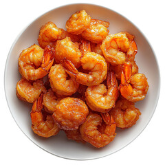Crispy fried shrimps on a plate, isolated on a clean and clear White background