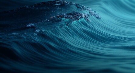 Obraz premium Turquoise Ocean Wave Forming with Bubbles and Deep Texture