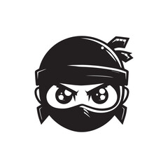 cartoon ninja eye logo, editable vector image