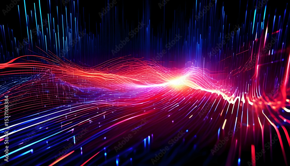 Poster waves of light an abstract display of energy and dynamic forms and visuals