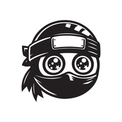cartoon ninja eye logo, editable vector image