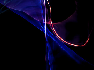 colorful light trails in dark background. Abstract light routes that rotate in vibrant colors....