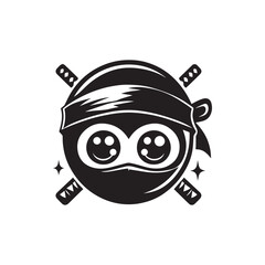 cartoon ninja eye logo, editable vector image