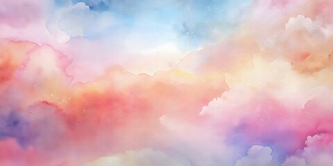 Abstract Pastel Watercolor Background with Fluffy Multicolor Clouds
