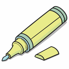 Yellow highlighter pen with cap off illustration