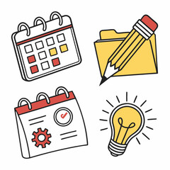 Planning organization ideas calendar pencil folder