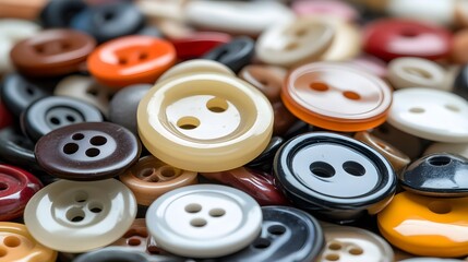 Fototapeta premium Colorful Assortment of Sewing Buttons Close Up